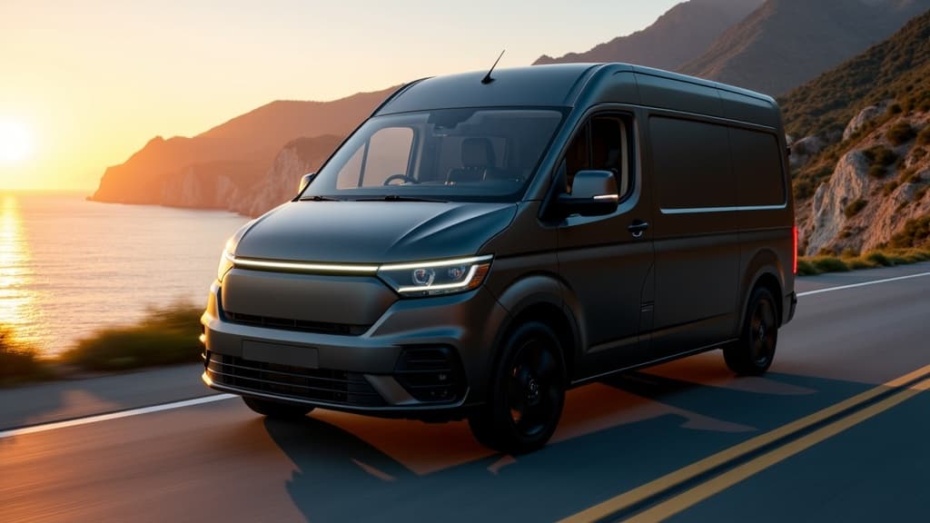 Wayhaven in charcoal on a coastal cliff highway at sunset